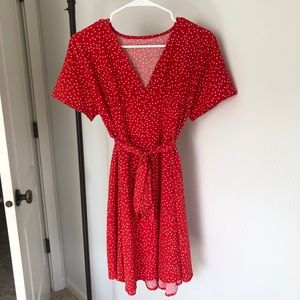 Red & White Polka Dot Mini Dress